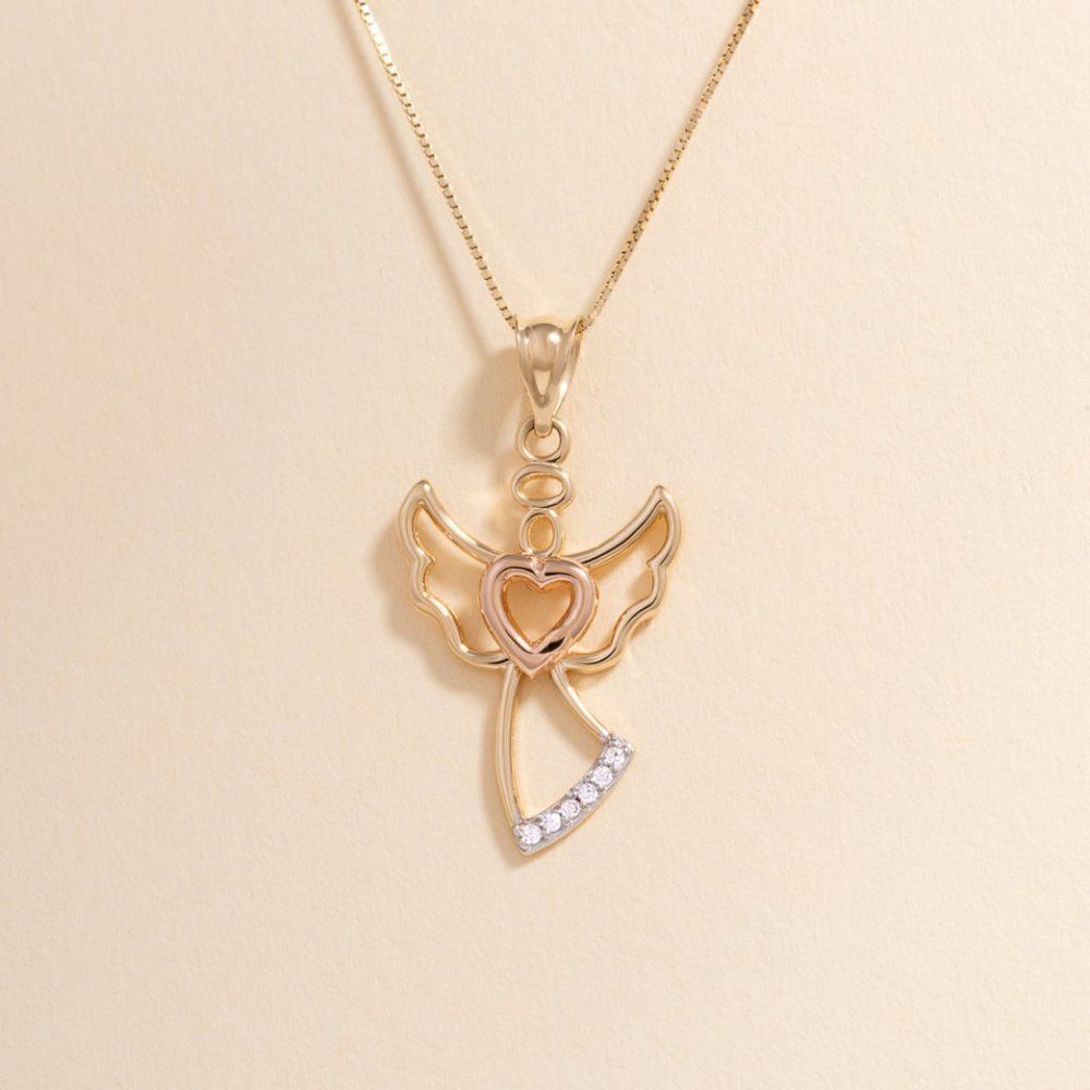 Angel Necklace | 14k Solid Gold Pendant | Perfect Gift | Birthday| Anniversary |
